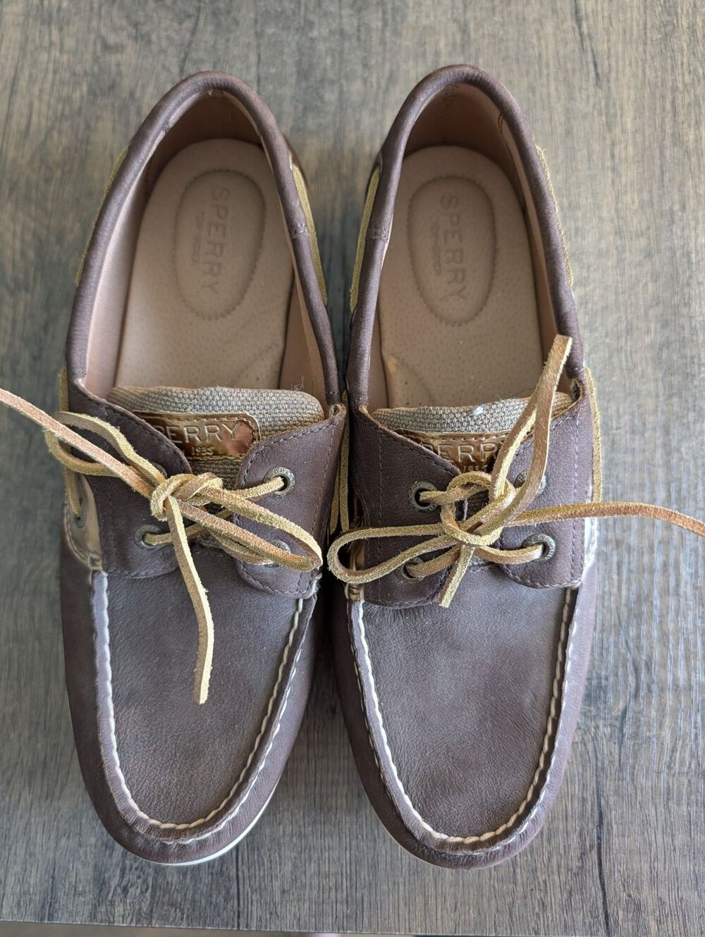 Sperry Gold Cup Brown Leather Boat Shoes -  18K gold-plated eyelets Women S 8.5